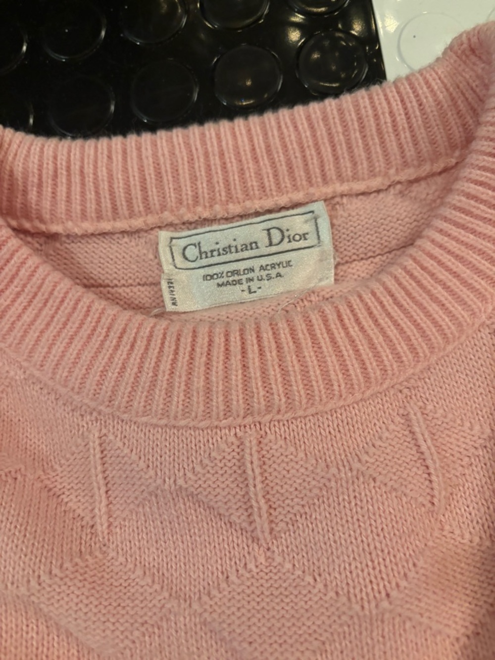 Dior Soft Pink Textured Crewneck Sweater